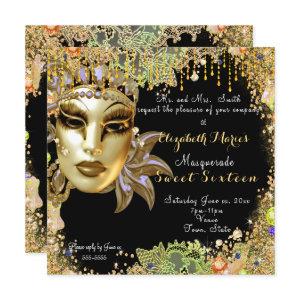 Masquerade, Sweet Sixteen, Gold Glitter Lace