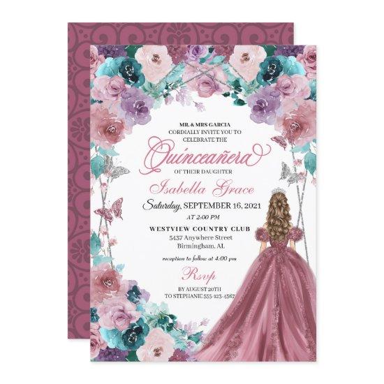 Mauve Purple Teal Pink Sunset Quinceanera