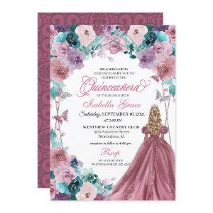 Mauve Purple Teal Pink Sunset Quinceanera