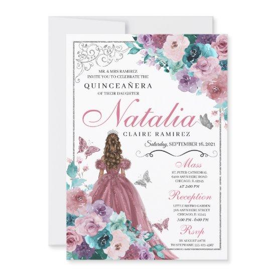 Mauve & Teal Ocean Sunset Princess Quinceanera
