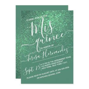 Mermaid Teal Sparkly Glitter Ombre Quinceañera