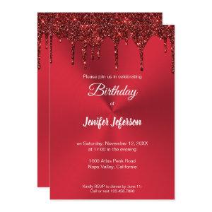 Metallic red glitter Birthday