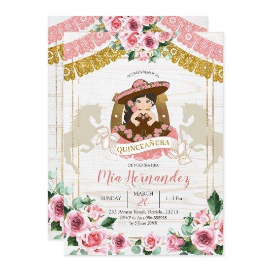 Mexican Charra Pink Rose Quinceanera Western