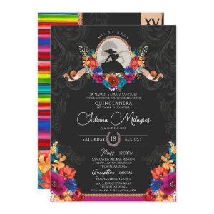 Mexican Fiesta Colorful Floral Charro Quinceanera