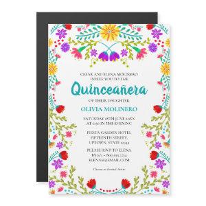 Mexican Fiesta Floral 15th Birthday Quinceanera Magnetic