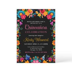 Mexican Fiesta Floral Black Quinceanera