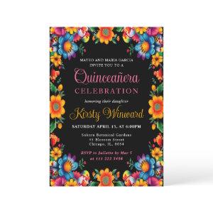 Mexican Fiesta Floral Black Quinceanera