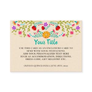 Mexican Fiesta Floral Champagne Custom Enclosure Card