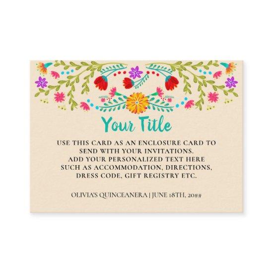 Mexican Fiesta Floral Champagne Custom Enclosure Card