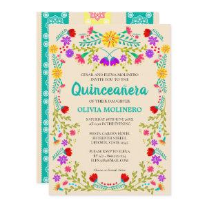 Mexican Fiesta Floral Champagne Quinceanera