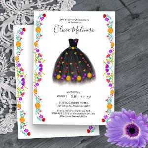 Mexican Fiesta Floral Princess Dress Quinceanera