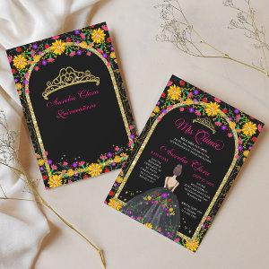 Mexican Fiesta Floral Princess Gold Quinceanera