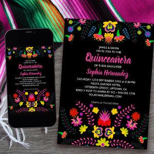 Mexican Fiesta Party Folk Art Flowers Quinceanera