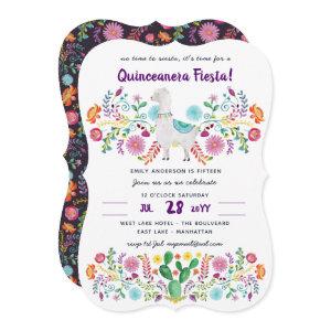 Mexican FIESTA Quinceanera Folk Flowers Llama Cute