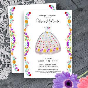 Mexican Fiesta White Floral Charro Quinceanera