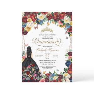 Mexican Floral Embroidery Butterfly Quinceanera