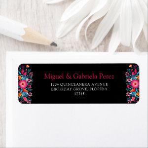 Mexican Floral Quinceanera Return Address Label