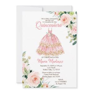 Mexican Floral Rose Gold Princess Quinceanera