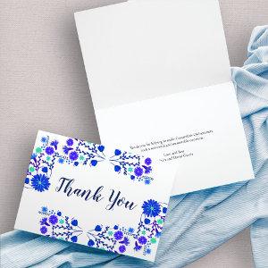 Mexican Floral Royal Blue Purple Thank You Card