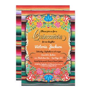 Mexican Gold Fiesta Quinceañera Inviations