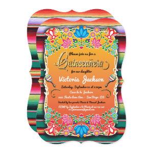 Mexican Gold Fiesta Quinceañera Inviations