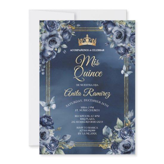 Mexican Navy Blue Roses 16th Birthday Quinceañera
