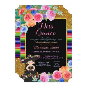 Mexican Party Gold Black Dress Quinceañera