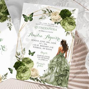 Mexican Princess Butterfly sage green Quinceañera