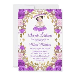 Mexican Purple Flowers Sweet 16 Birthday