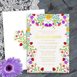 Mexican Quinceanera Fiesta Floral Real Gold Foil