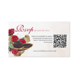 Mexicana Mariachi Charra Red Roses Quinceanera Enclosure Card