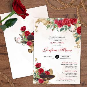 Mexicana Mariachi Charra Red Roses Quinceanera