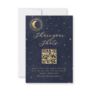 Midnight Blue Celestial Quinceanera Thank You Card
