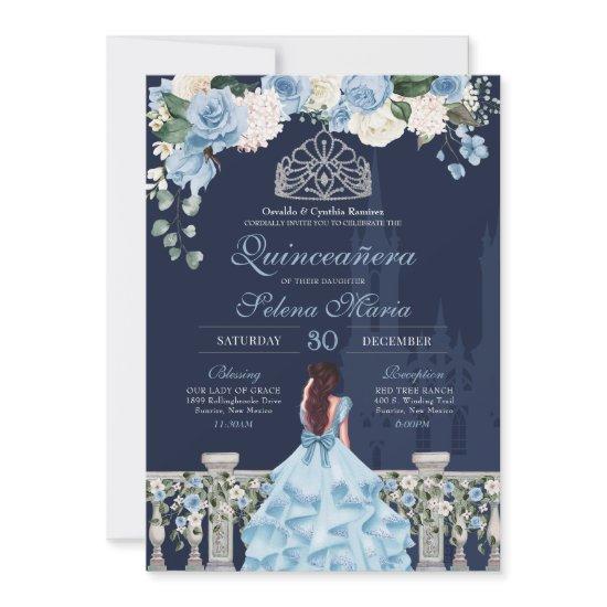 Midnight Blue Cinderella Princess Quinceañera