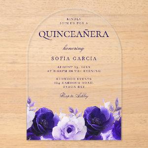 Midnight Blue Elegant Navy Roses Quinceanera Party Acrylic