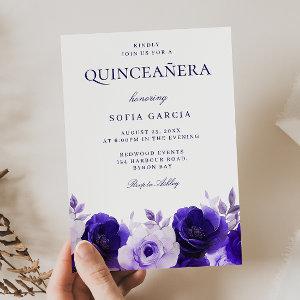 Midnight Blue Elegant Navy Roses Quinceanera Party