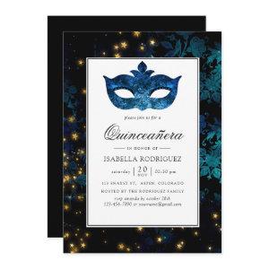 Midnight Masquerade Damask Quinceañera