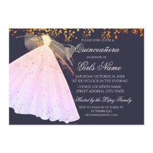 Midnight & Pink Gown Sparkle Heels Quinceañera