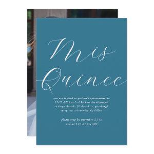Minimal Blue Elegant Script Quinceañera Photo
