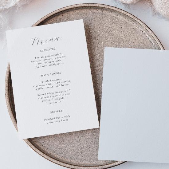 Minimal Blue White Quinceanera Menu