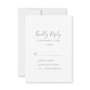 Minimal Leaf | Dusty Blue Simple RSVP Card