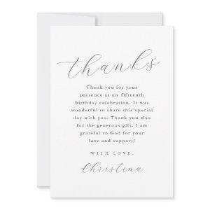 Minimal Quinceanera Thank You Script