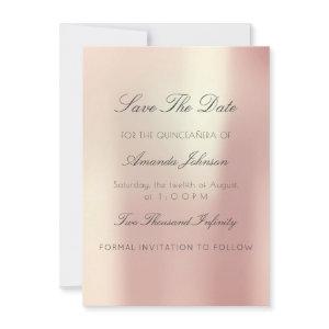 Minimalism Pink Rose QUINCEAÑERA Save The Date