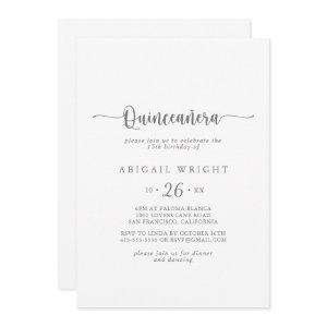 Minimalist Calligraphy Silver Quinceañera