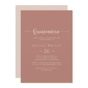 Minimalist Calligraphy Terracotta Quinceañera