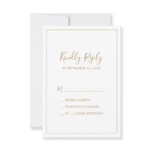 Minimalist Gold Simple RSVP Card