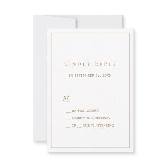 Minimalist Gold Typography Simple RSVP Card