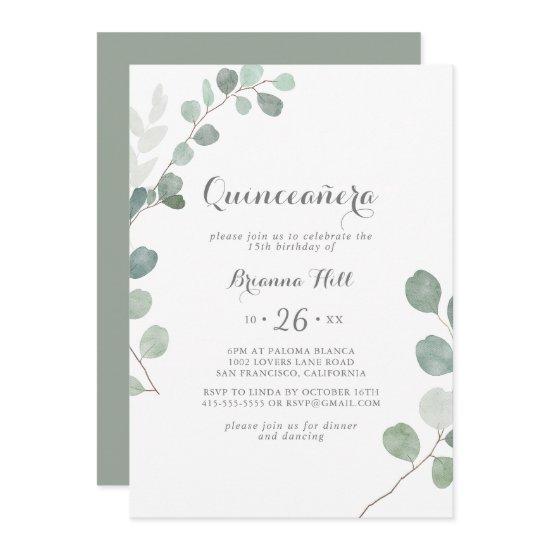 Minimalist Greenery Eucalyptus Quinceañera