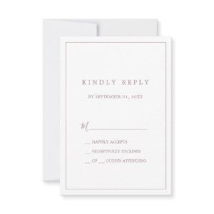 Minimalist Rose Gold Typography Simple RSVP Card