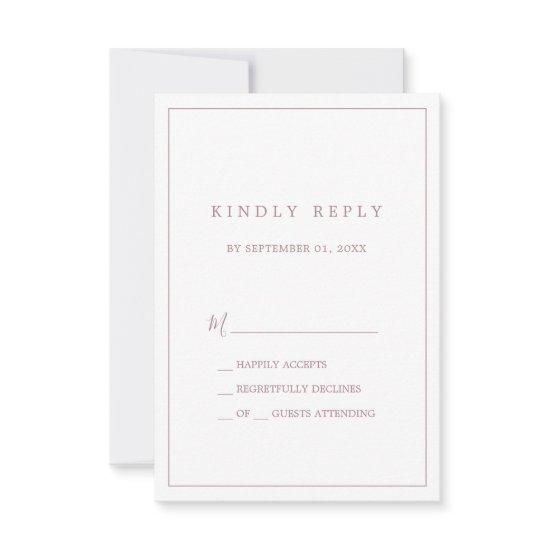 Minimalist Rose Gold Typography Simple RSVP Card